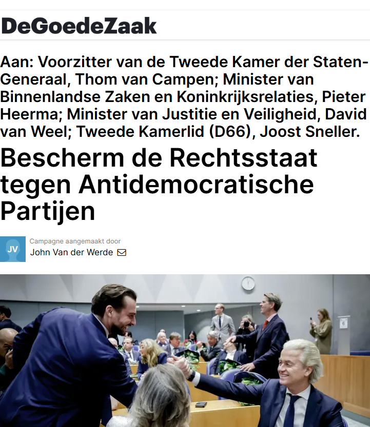 Bescherm de rechtsstaat tegen antidemocratische partijen