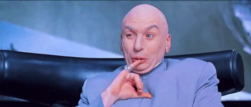 GIF Of Dr Evil doing the little finger in mouth thing