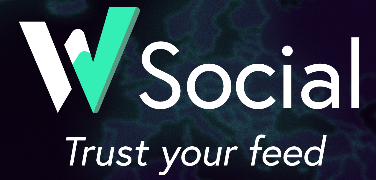 Das Logo von W Social mit dem Untertitel "Trust your Feed"