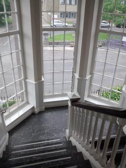 Lovely bright stairwell of the Carnegie Library building in Wick, Scotland.