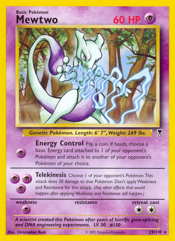 original mewtwo pokemon card Metal Poster Metal Poster  Anime Town Creations 220 HP. Pokemon - Mewtwo (51/108) -