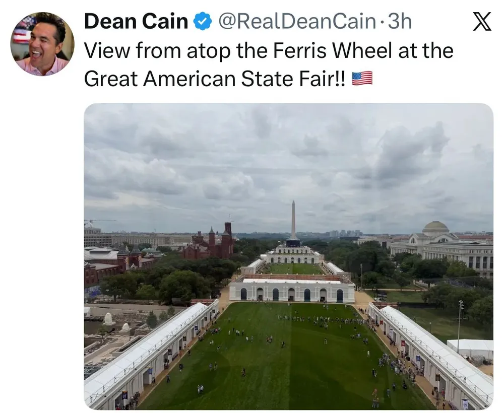 Trump super-fan actor Dean Cain posted a photo from atop the Ferris Wheel at Trump's "Freedom 250" event, revealing how few people actually attended.