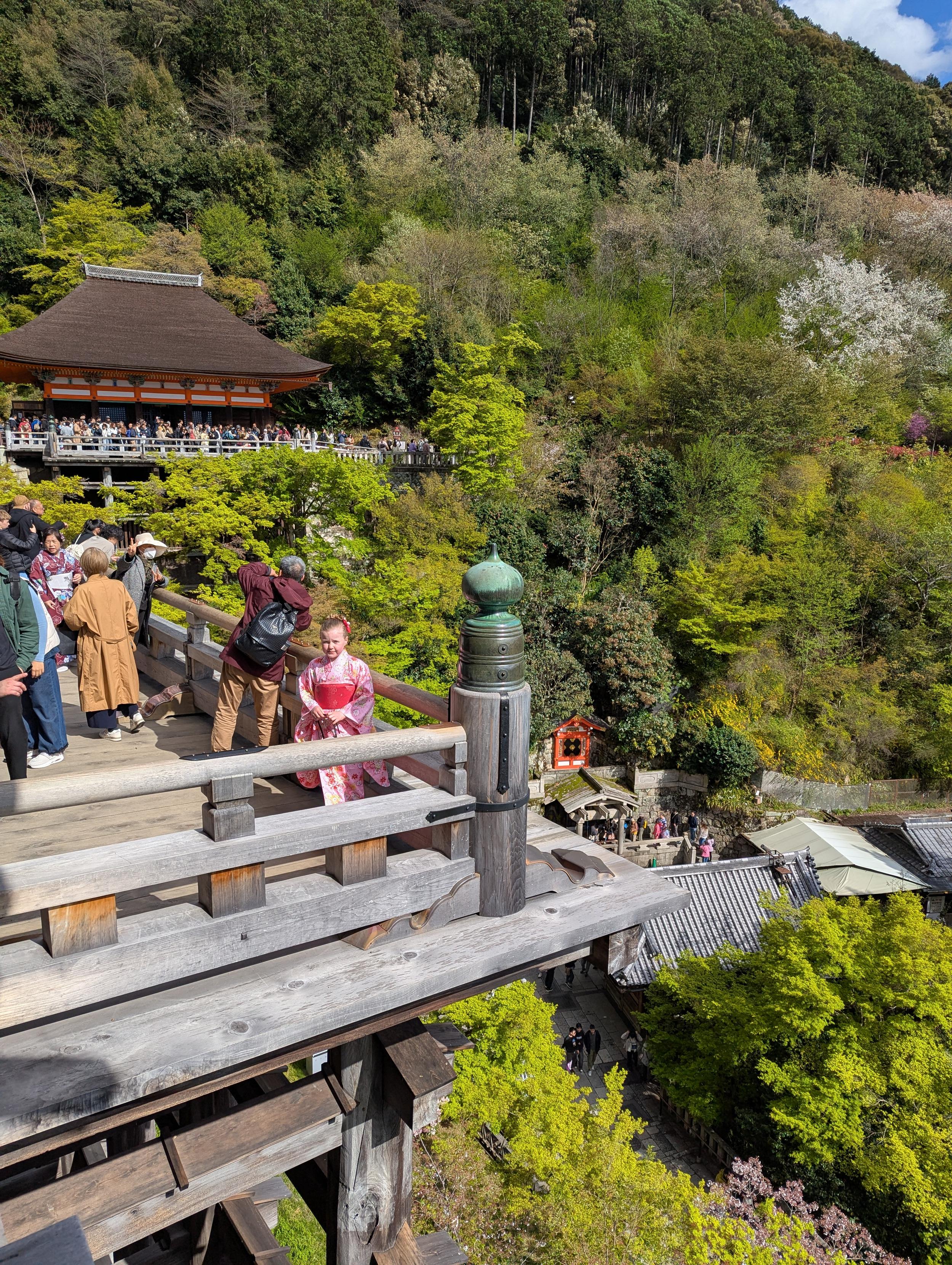 A clearer look of how high the 'stage' of Kiyomizu-dera is above the ground.