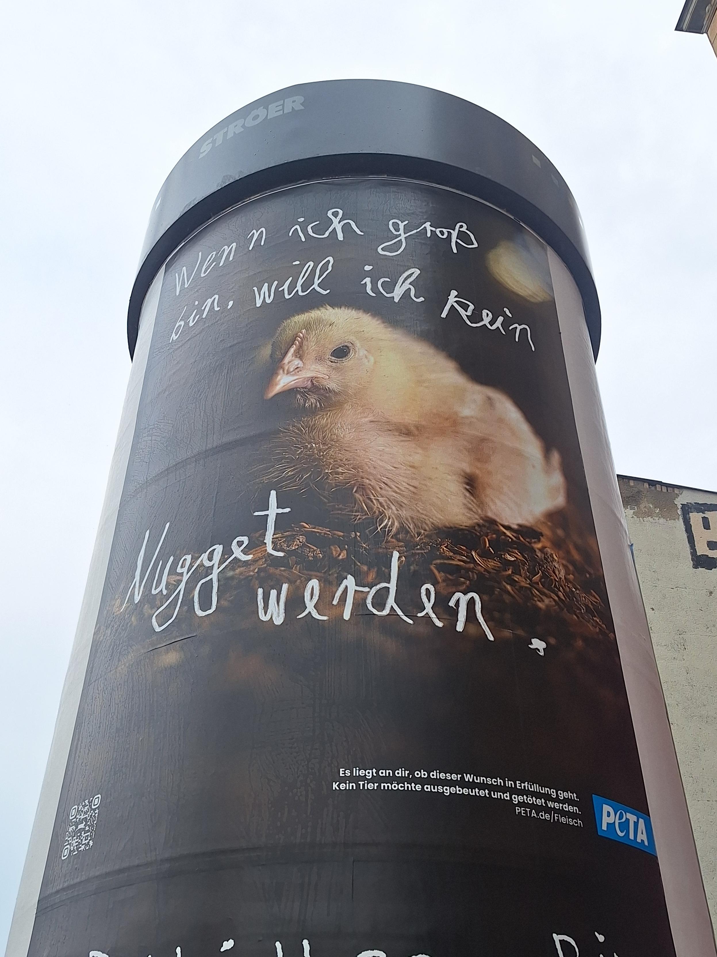 Kücken mit Text: Wenn ich groß bin, will ich kein Nugget werden.