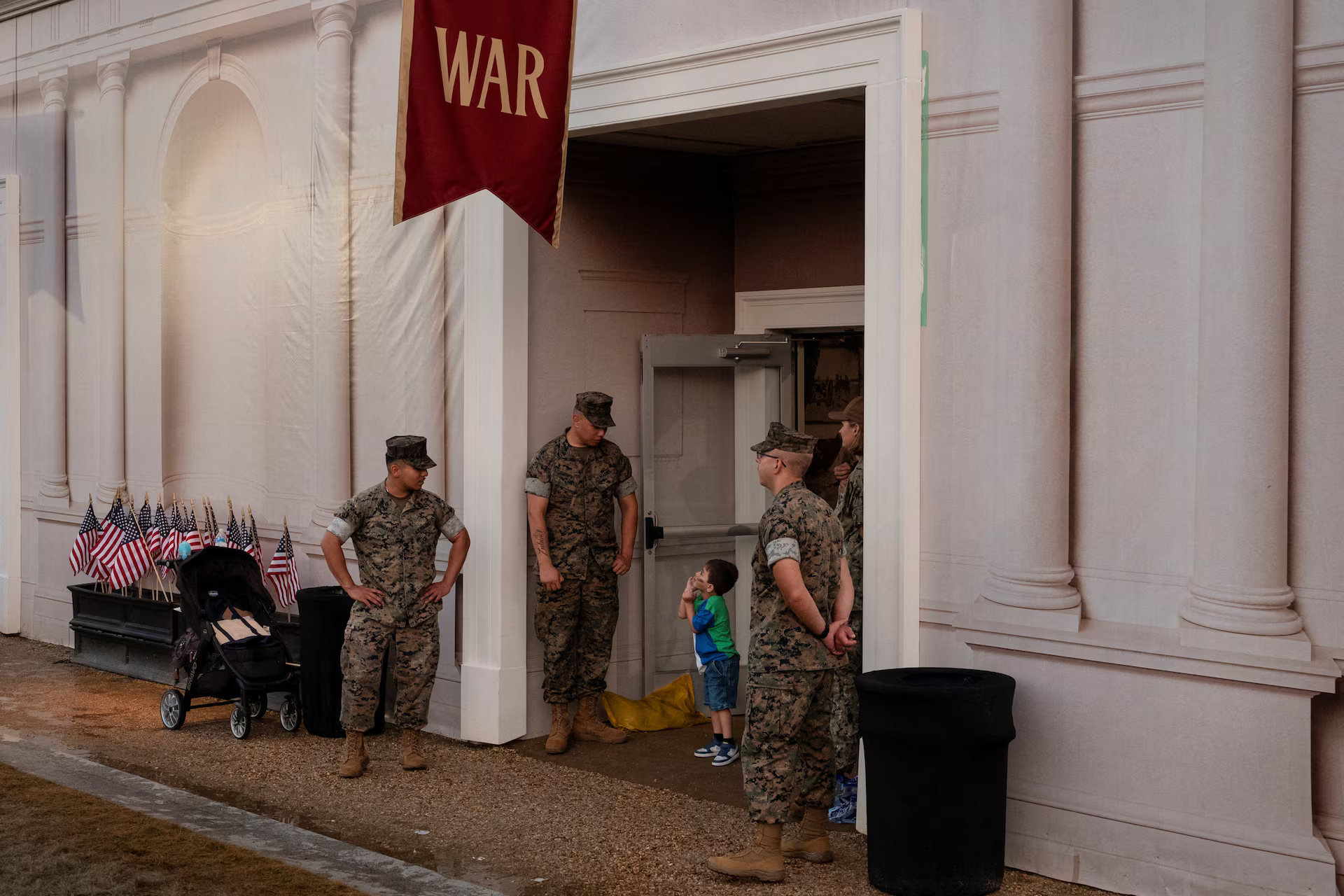 A young boy exits the U.S. Department of Defense booth at The Great American State Fair, June 29. REUTERS/Cheney Orr
