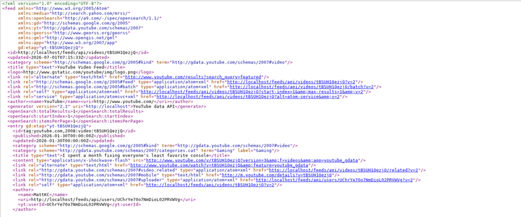 A partial response from my reimplementation of the API, containing a solid chunk of the expected info.
