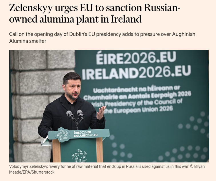 Irish Prime Minister Micheál Martin announced that an investigation into Aughinish Alumina, owned by Russias Rusal, will conclude soon to determine if its output supports the Russian military following calls for EU sanctions. #Russia #EU #Ireland #Zelensky