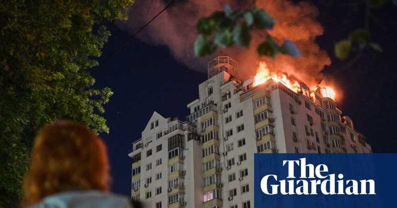 Russian missile and drone strikes in Ukraine capital kill two and injure 16Multiple explosions heard in Kyiv with a hotel and several residential buildings on fire #News #Ukraine #Russia #Russian
