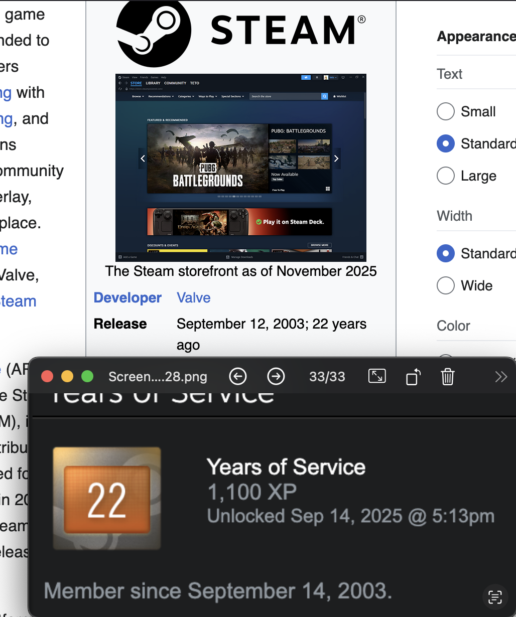 Screenshot showing my account that's two days younger than steam itself.
