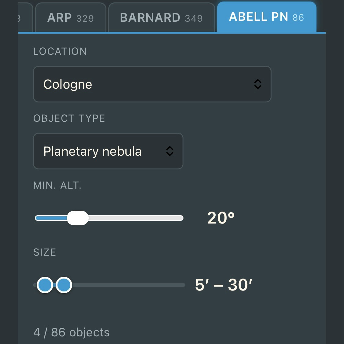 astrocamp catalog tool