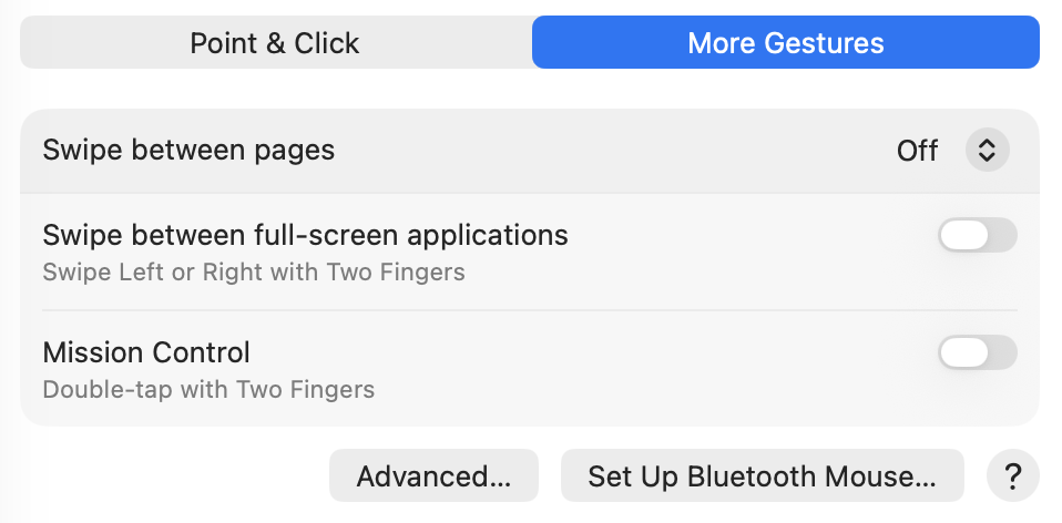 Delightful options found in Mouse and Trackpad settings.
