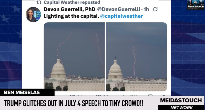 Images of lightning striking the Capitol dome last night.