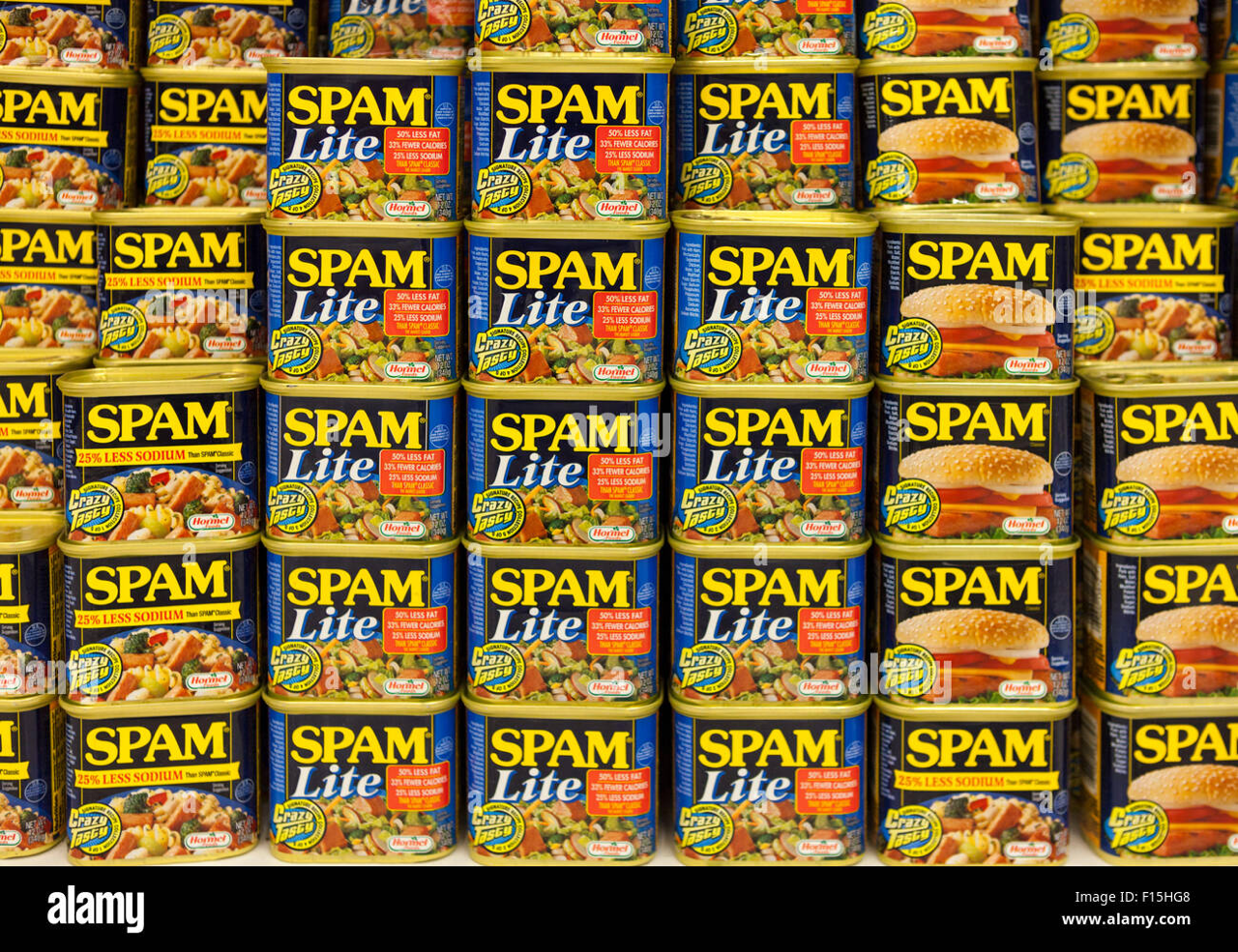 Wall of cans of Spam