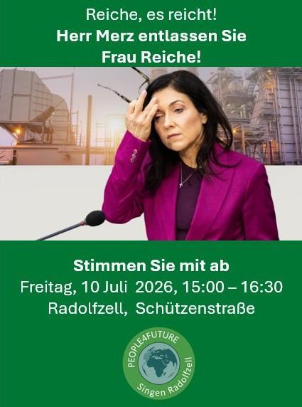 Foto von Katharina Reiche. Titel: "Herr Merz entlassen Sie Frau Reiche"