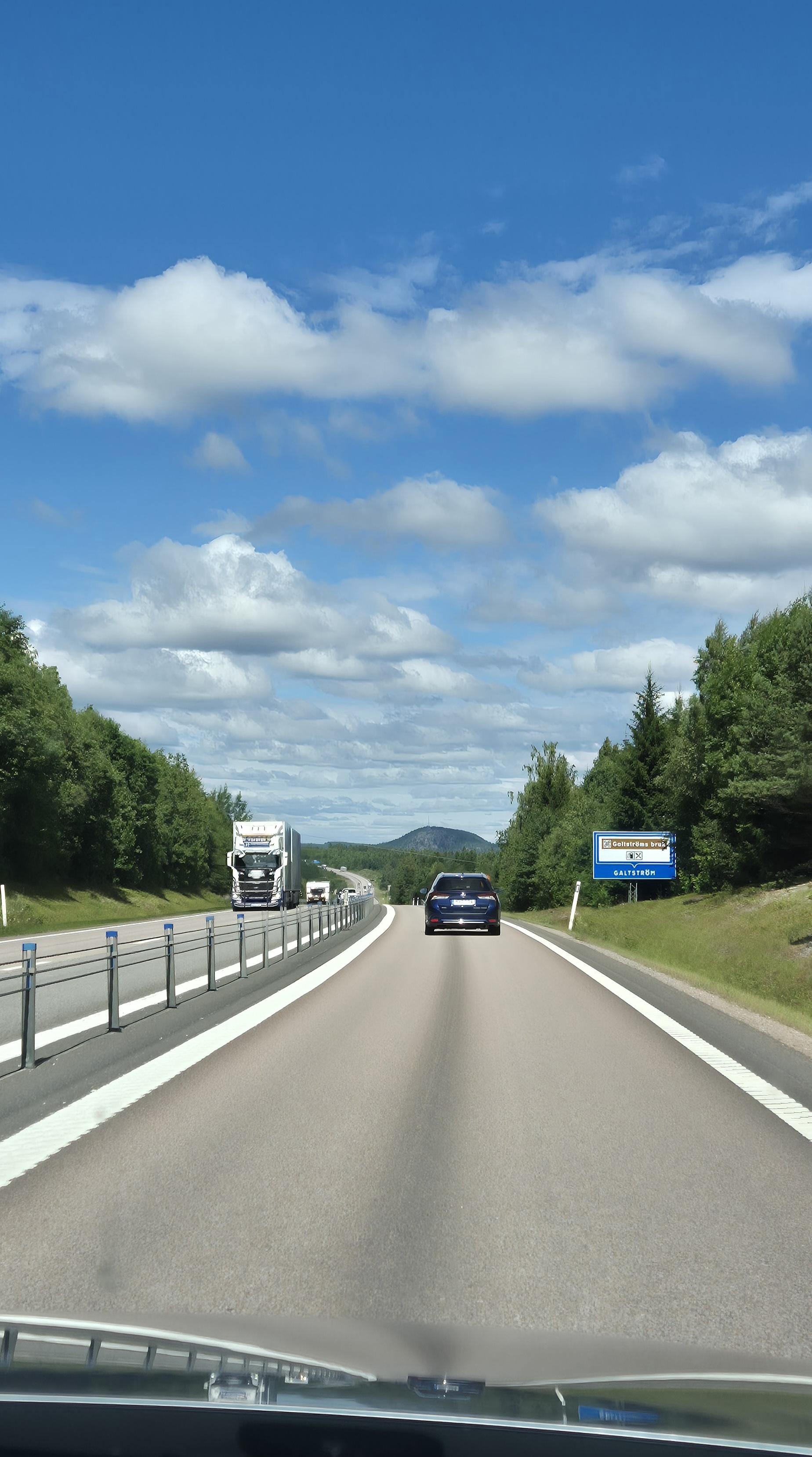 Highway somewhere in northern Sweden, fair weather.