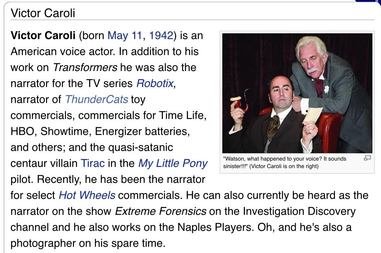 A screenshot of the top of https://tfwiki.net/wiki/Victor_Caroli showing his performances