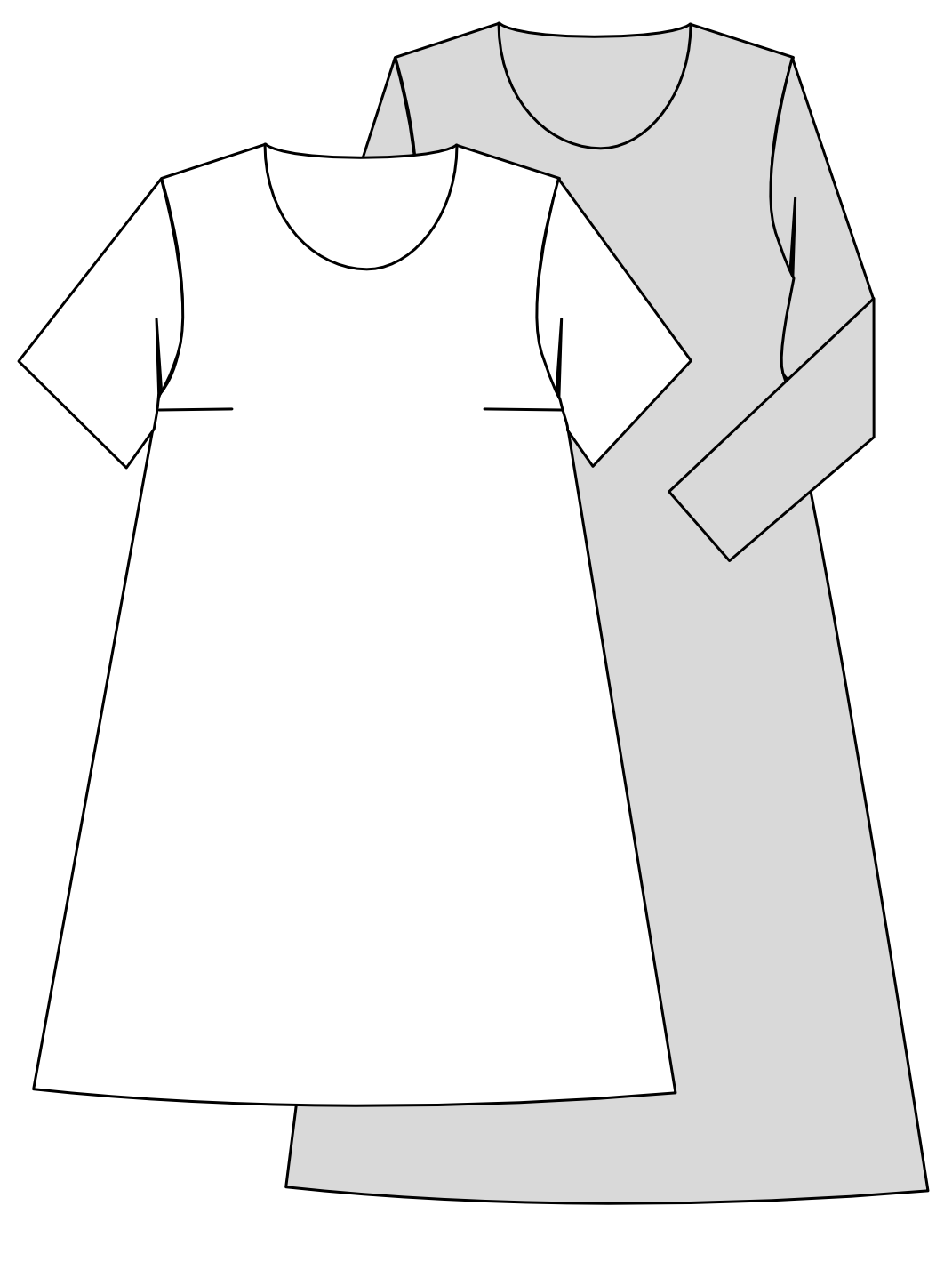 Line drawing of the Columbine A-Line dress pattern