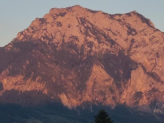 Traunstein in Abendröte