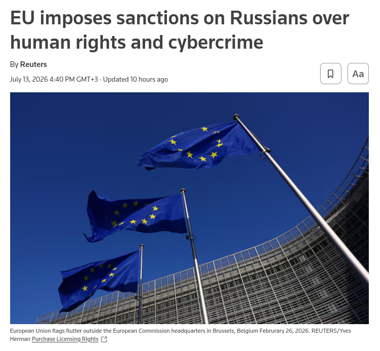 The European Union on Monday broadened sanctions against Russia to include individuals and entities responsible for cybercrime and human rights violations, naming popular social media app VKontakte among them. #Russia #EU