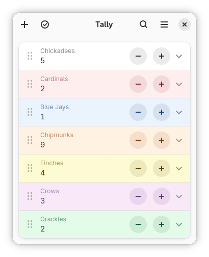 Tally counter app with updated layout
