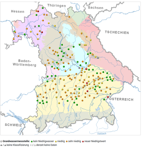 Diagrm der Grundwassermeßstellen in bayern