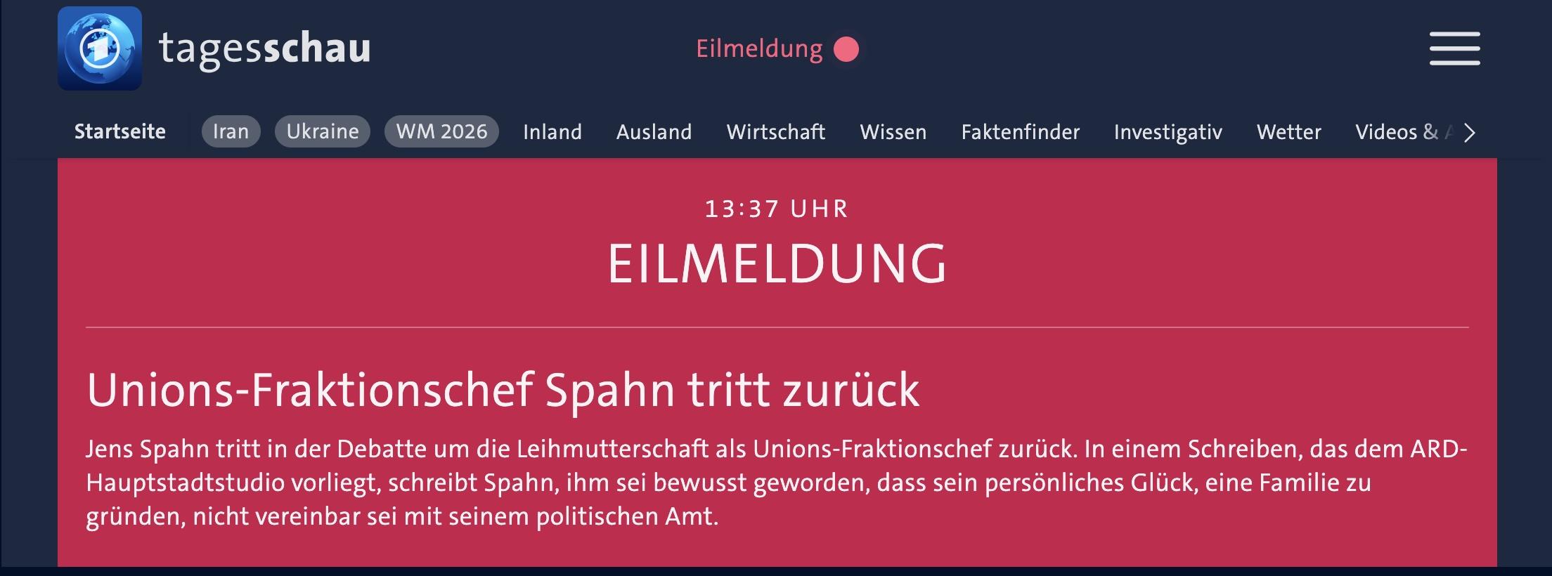 Unions-Fraktionschef Spahn tritt zurück