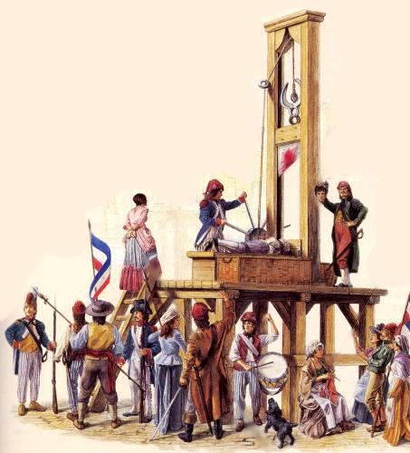 a depiction of the guillotine in use during the French Revolution