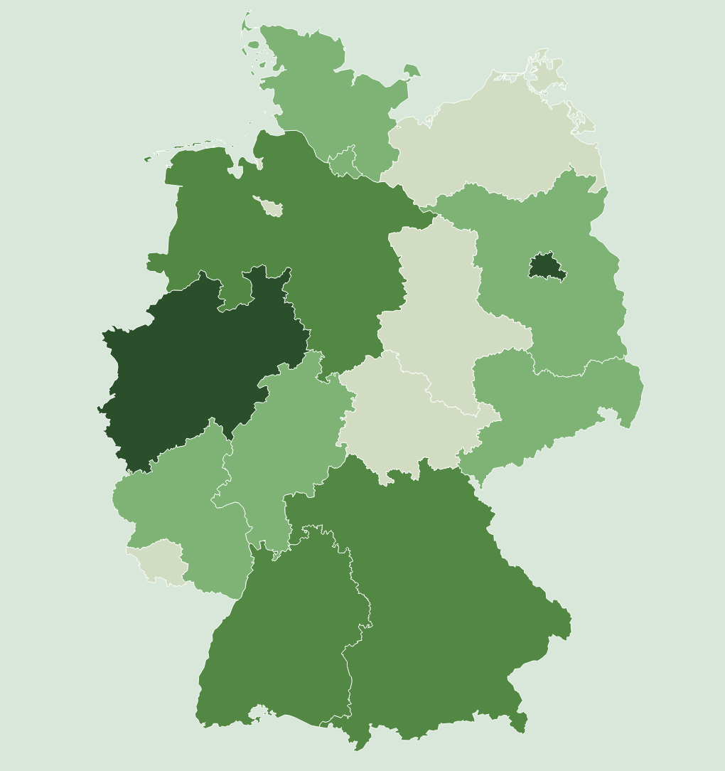 Hamburg ist grün auf der Karte der Bundesrepublik