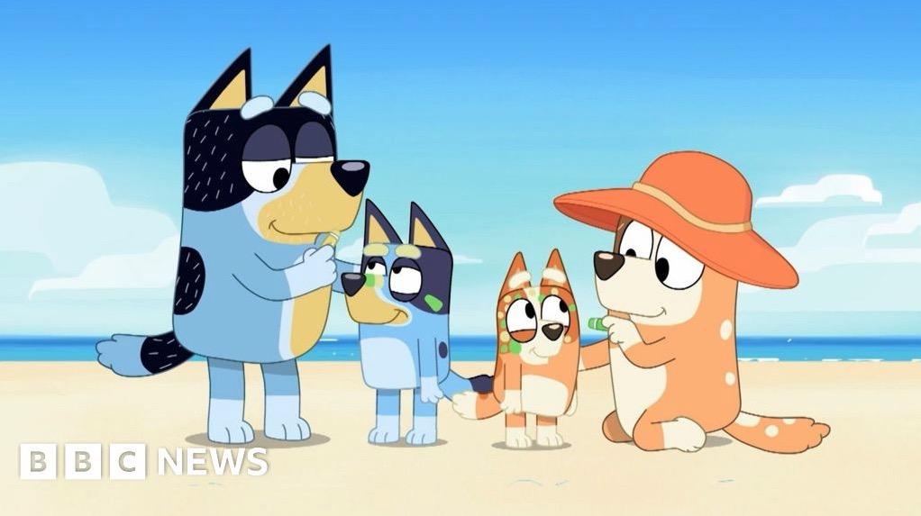 Animated dog family with two parents and two children