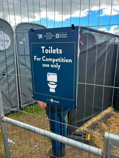 Sign reads: "Toilets for competition only"