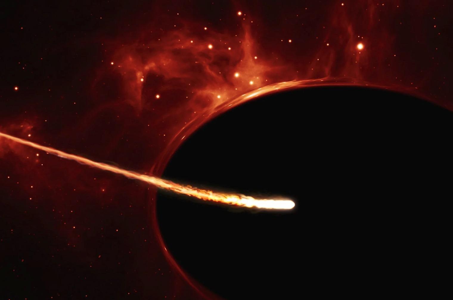 Illustration of a sunlike star passing very close to a supermassive black hole. Credit: ESO, ESA/Hubble, M. Kornmesser