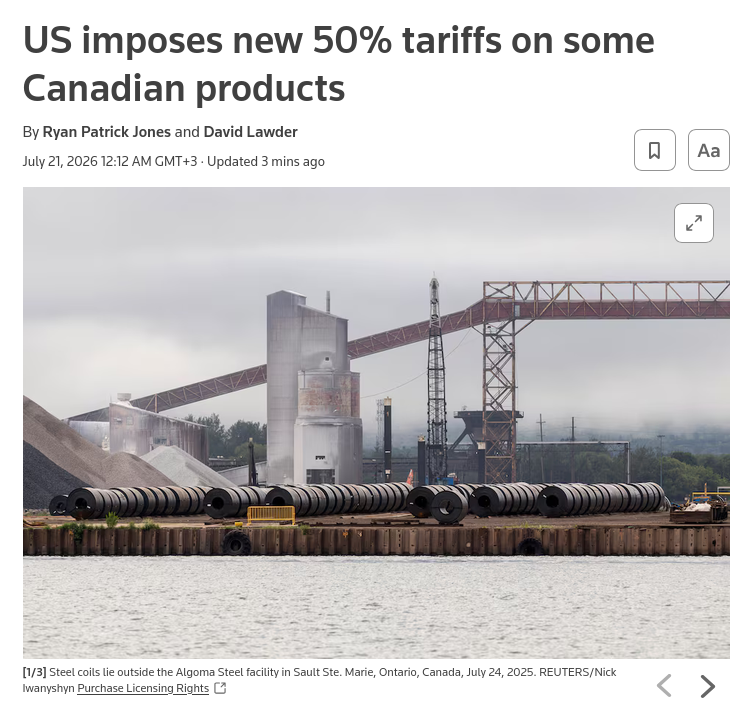 President Donald Trump unveiled 50 tariffs on a wide range of imports from Canada on Monday in response to what the U.S. administration called its discriminatory treatment of American-made cars, alcohol and dairy goods, threatening a new front in a global trade war #Russia #US #Canada #Trump
