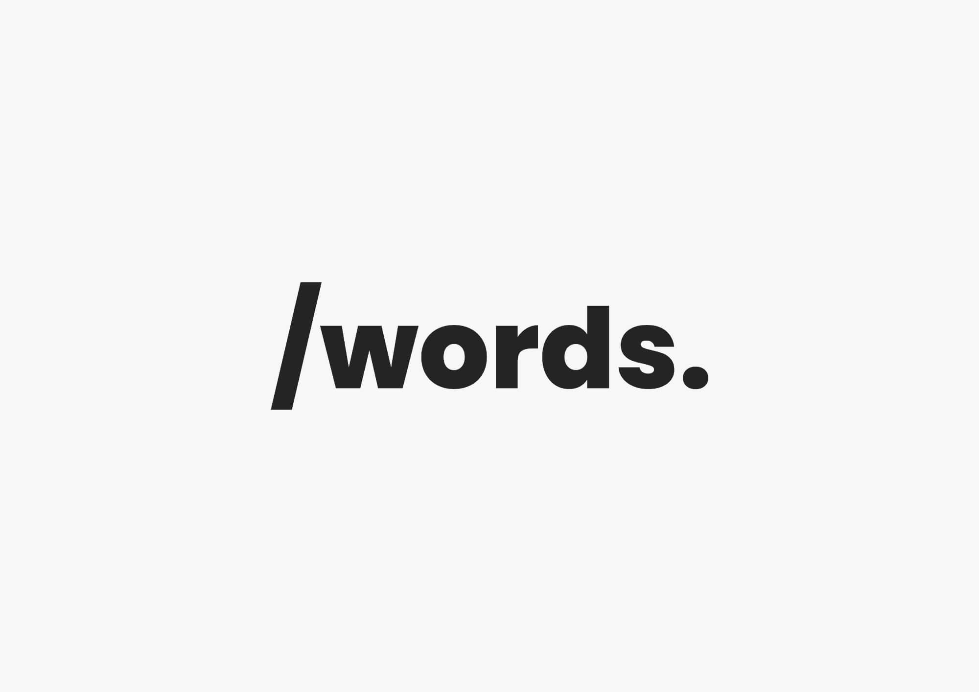 A plain white background with the title of the blog (words) in the centre.