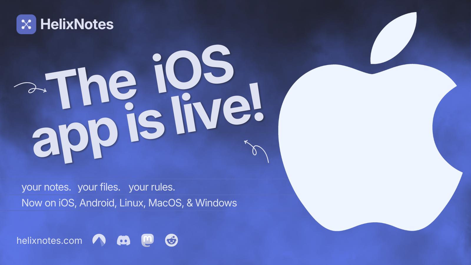 The iOS app is live!
your notes. your files. your rules. 
Now on iOS, Android, Linux, MacOS, & Windows.