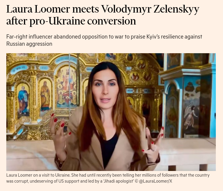 Far-right activist Laura Loomer has met Ukraines leader Volodymyr Zelenskyy inside the presidents ceremonial residence, capping her journey from trenchant critic of Kyiv to one of its biggest champions in the Maga movement. #Russia #US #MAGA