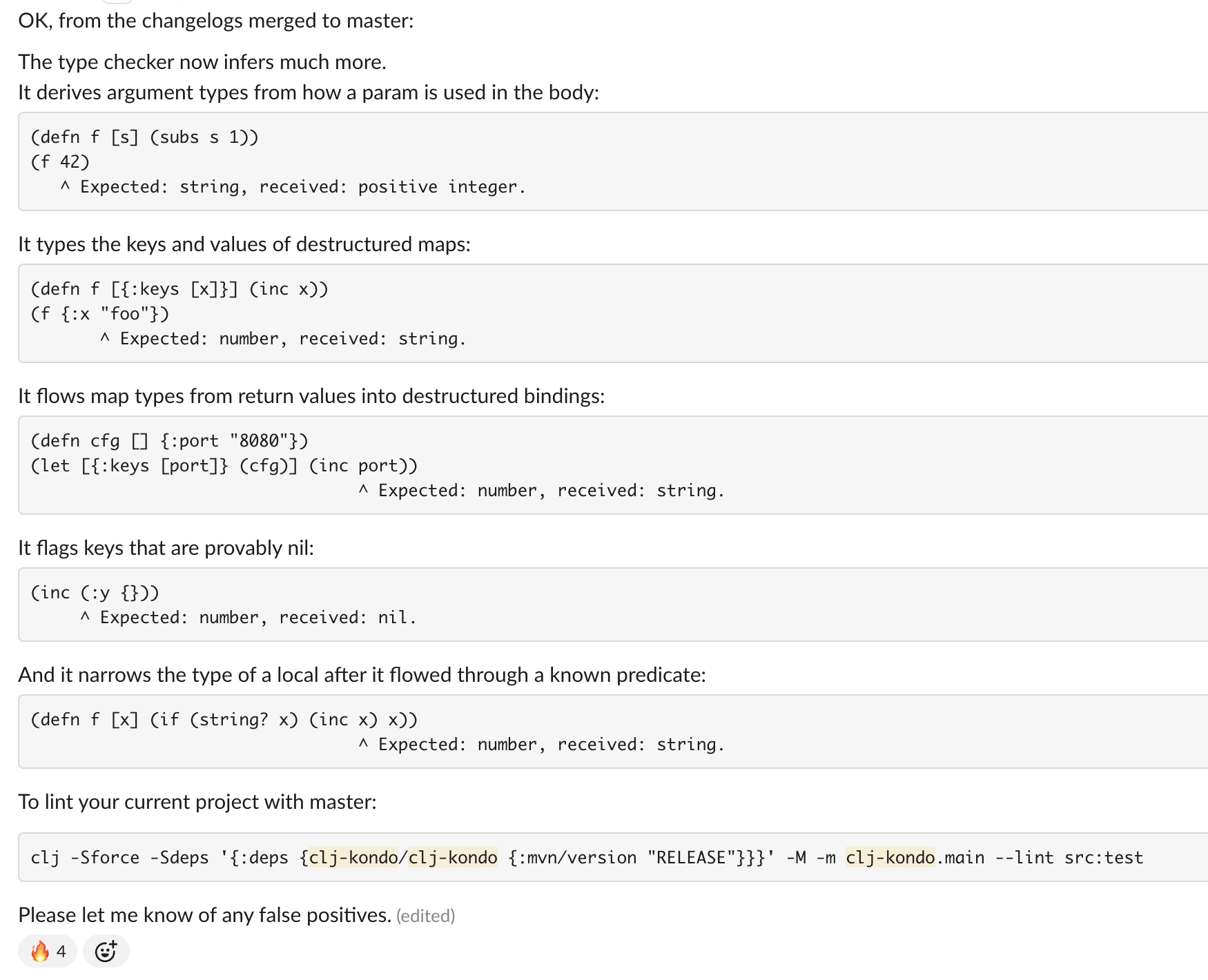 clj-kondo type inference