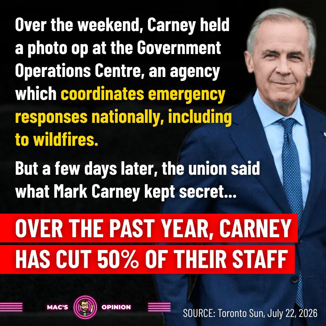 Mark Carney’s out here posing for glossy photo ops with wildfire response coordinators, desperately trying to cosplay as the hero who “has their back.” 📸  

Meanwhile, the actual script? He’s quietly gutting their staff numbers. 🔥  

Trust this guy? Please. The only thing reliable about Carney is the PR stunt. 🙄

#Canada #cdnpoli #wildfires #liberalsdestroyingcanada #LiberalsMustGo #MarkCarneyCantBeTrusted #Liberals #MarkCarney #markcarneyisafailure #WakeUpCanada