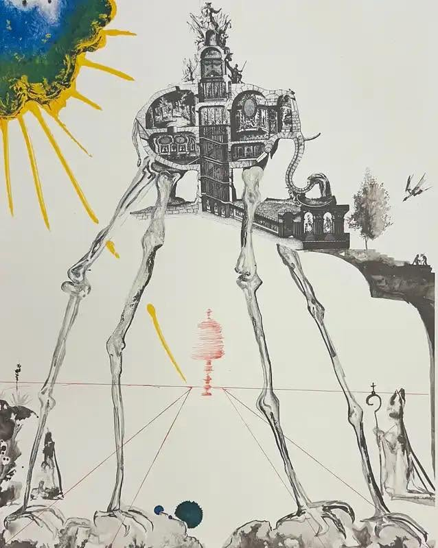 Salvador Dali’s Space Elephant (from the Memories of Surrealism suite). 1971.
