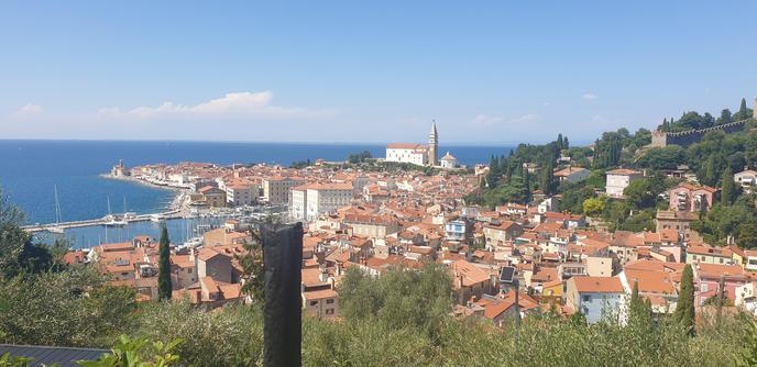 A view over the rooftops of Pirana, Slovenia.