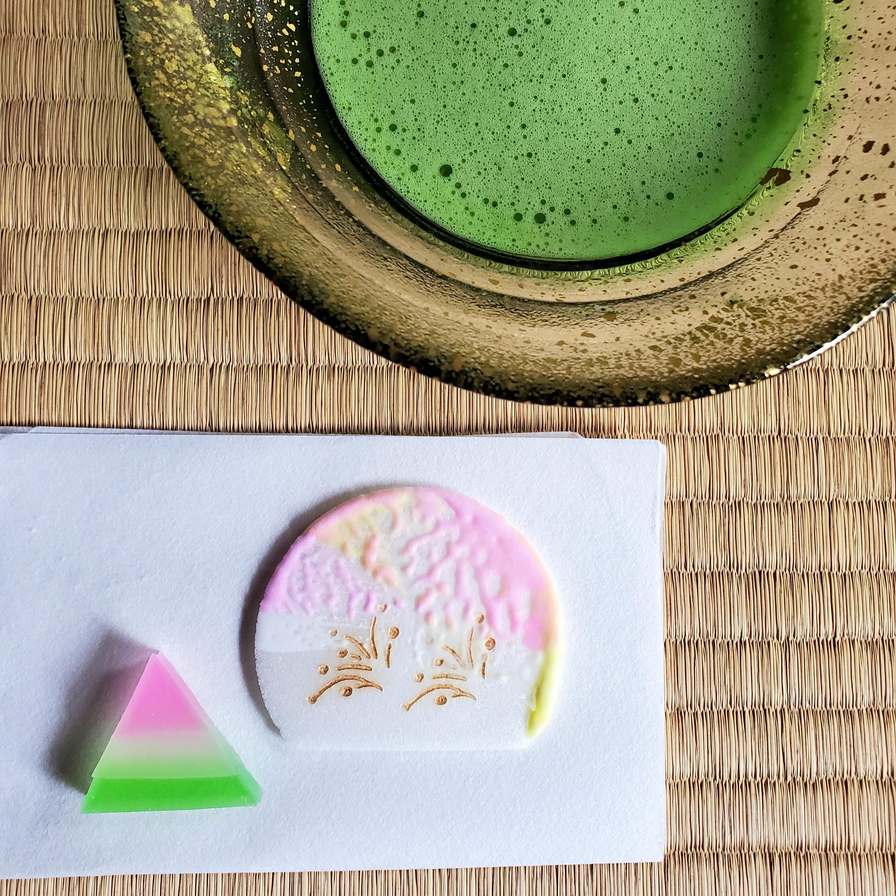 Dried sweets for summer...a jelly in the shape of a watermelon slice, and a wafer featuring fireworks.