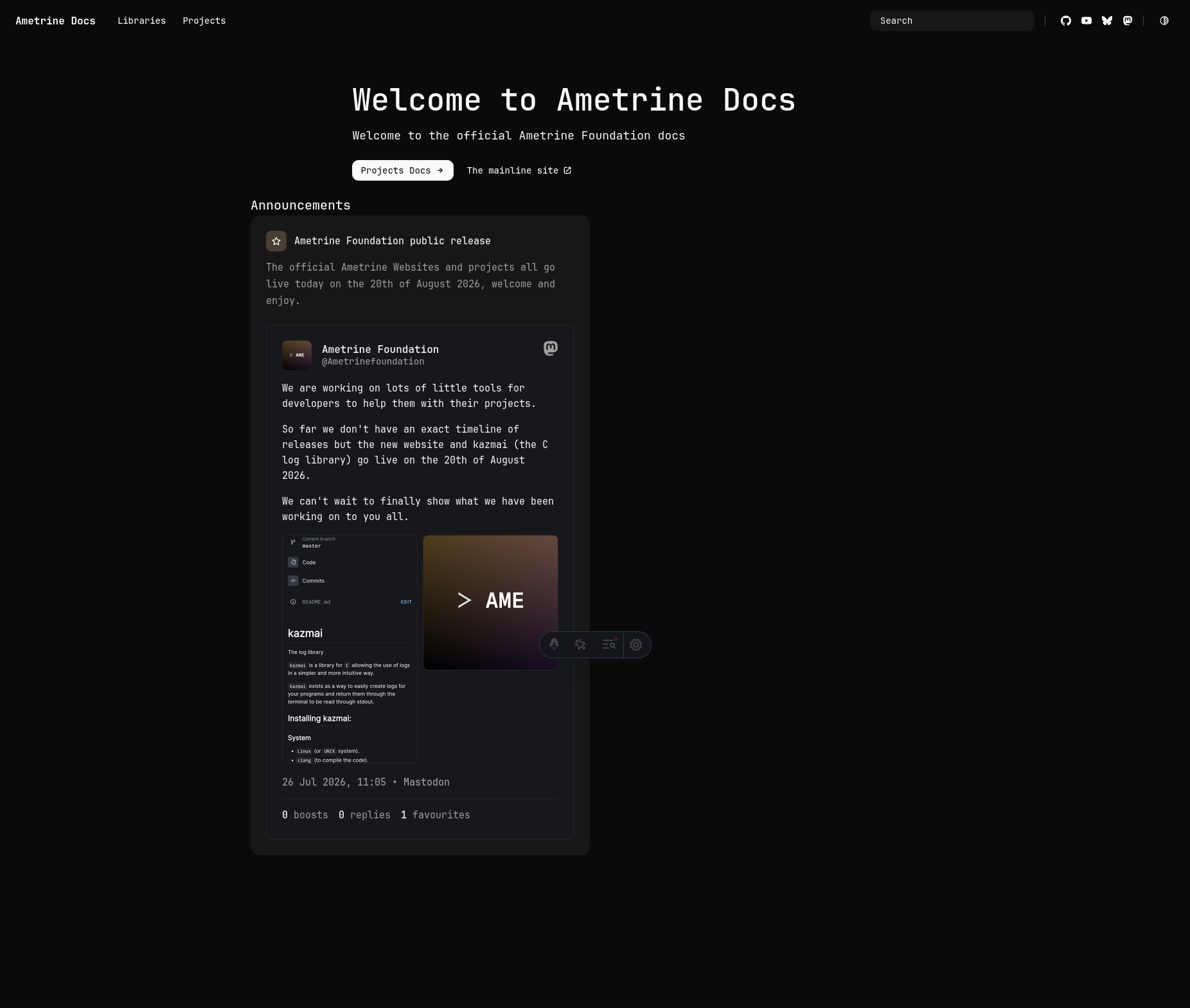 New documentation website