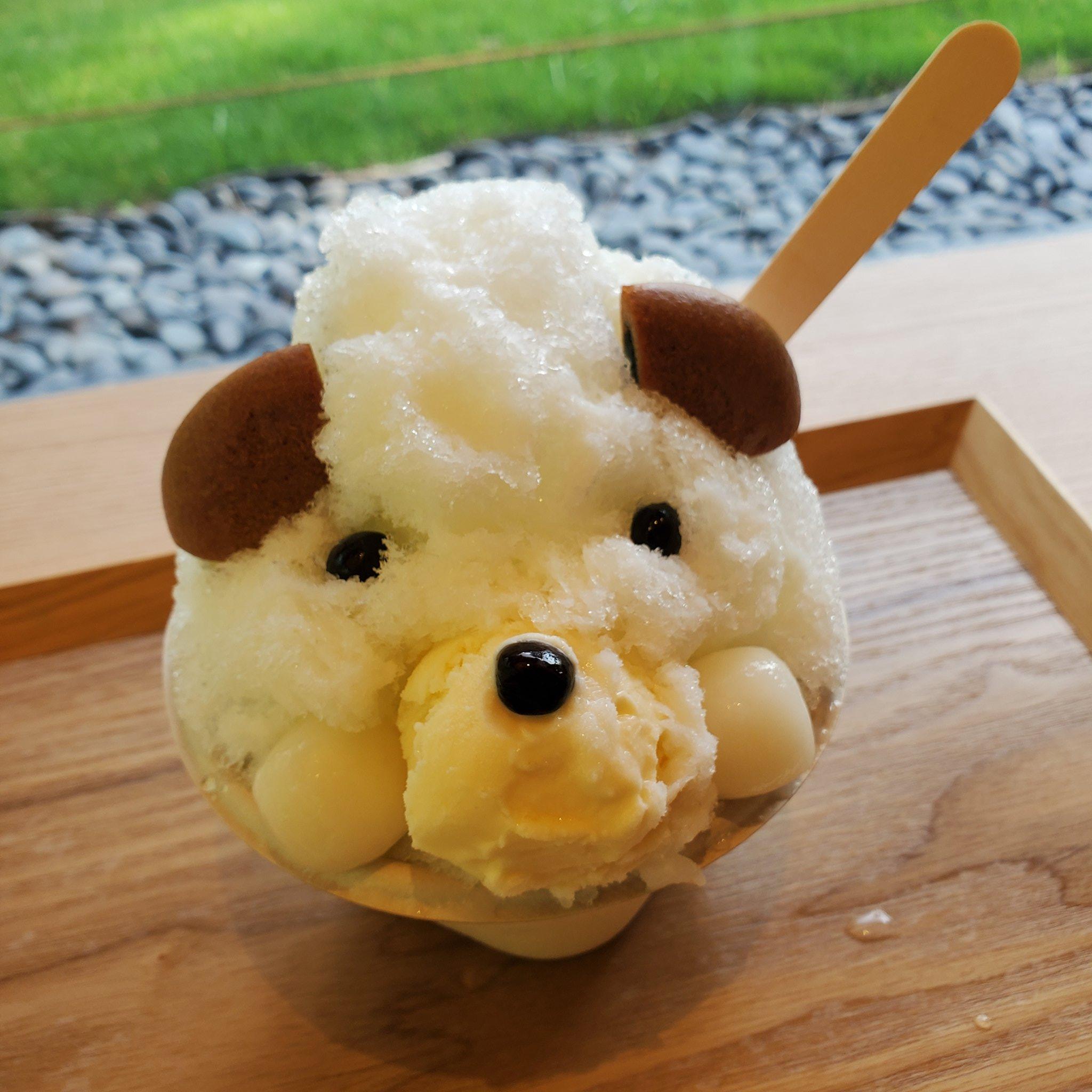 Kakigori designed to look like a bear's head.