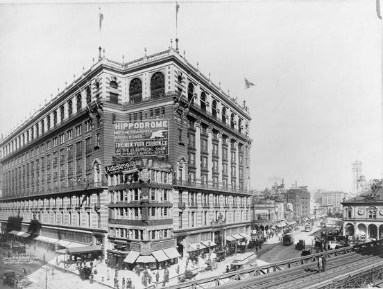 Slightly later photo of Macy's, with new tower in the background.