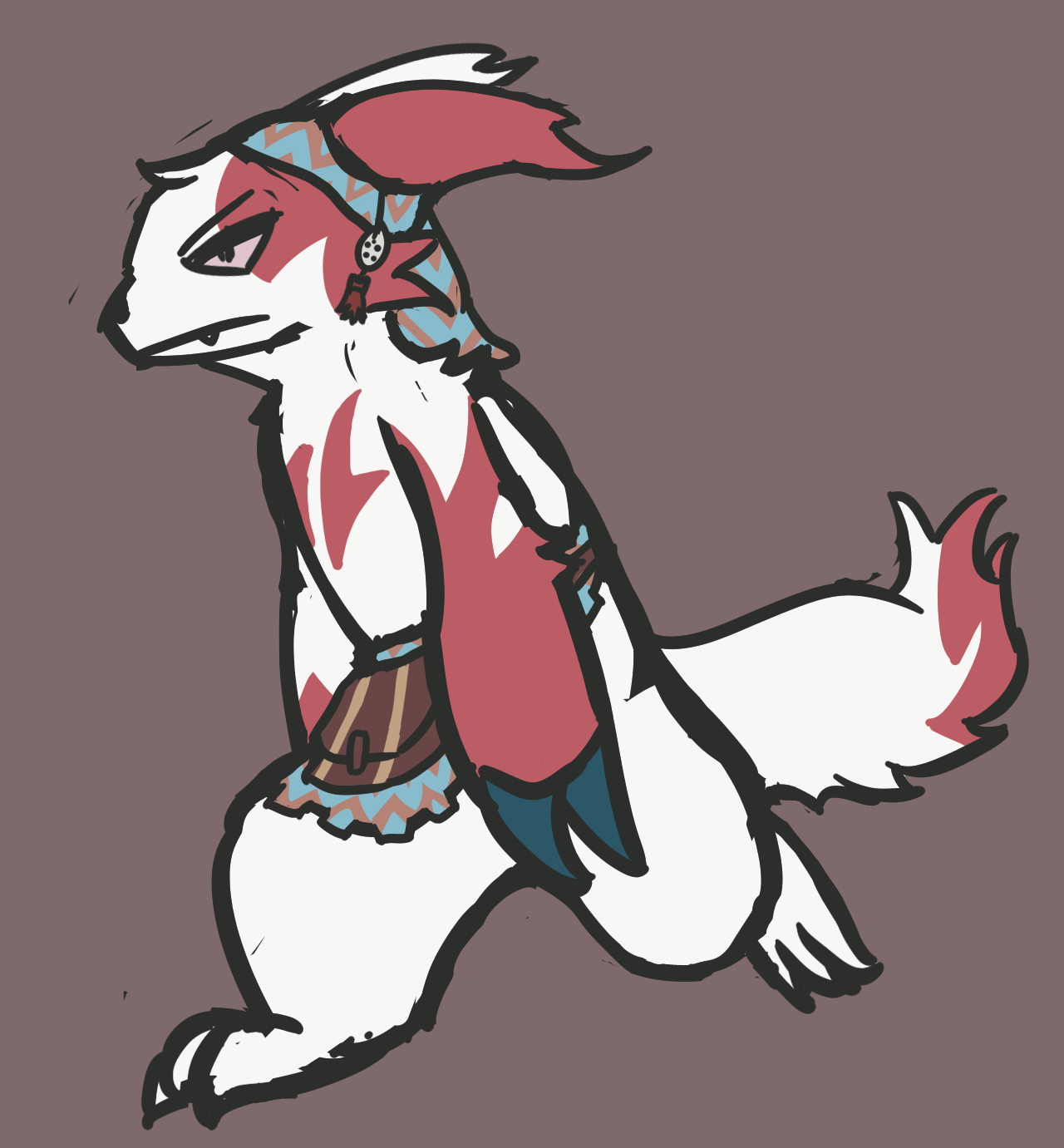 Fullbody of Warren, from Team Hearth, a Zangoose not looking so happy about the team's financial situation
