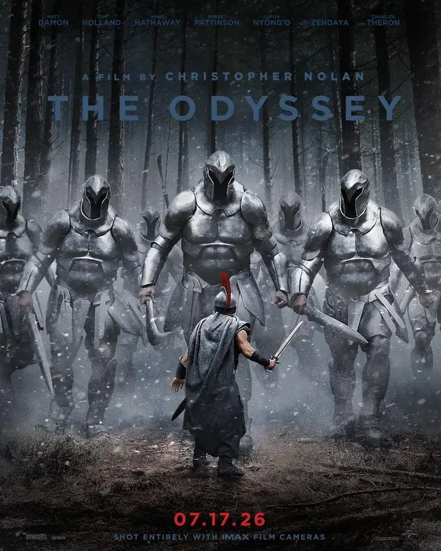 movie poster for the Odyssey, showing Odysseus encountering menacing giants