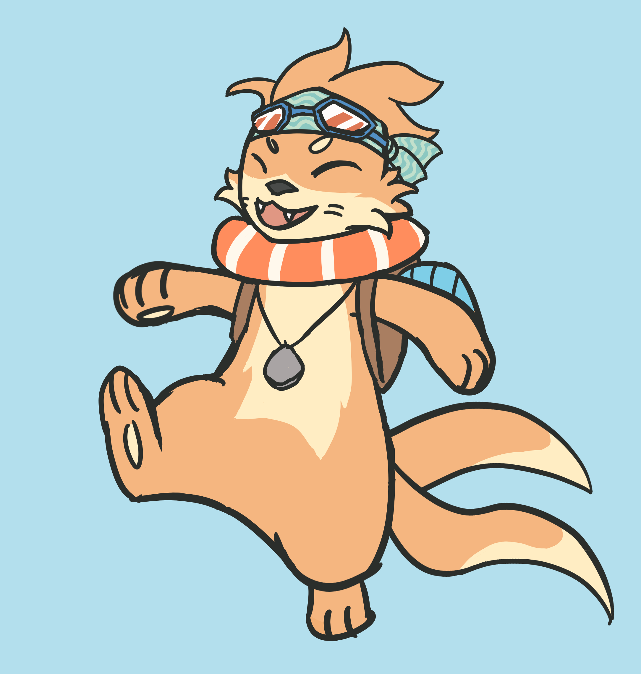 Fullbody of Kayak, a Buizel from Team Fable looking happy as ever!