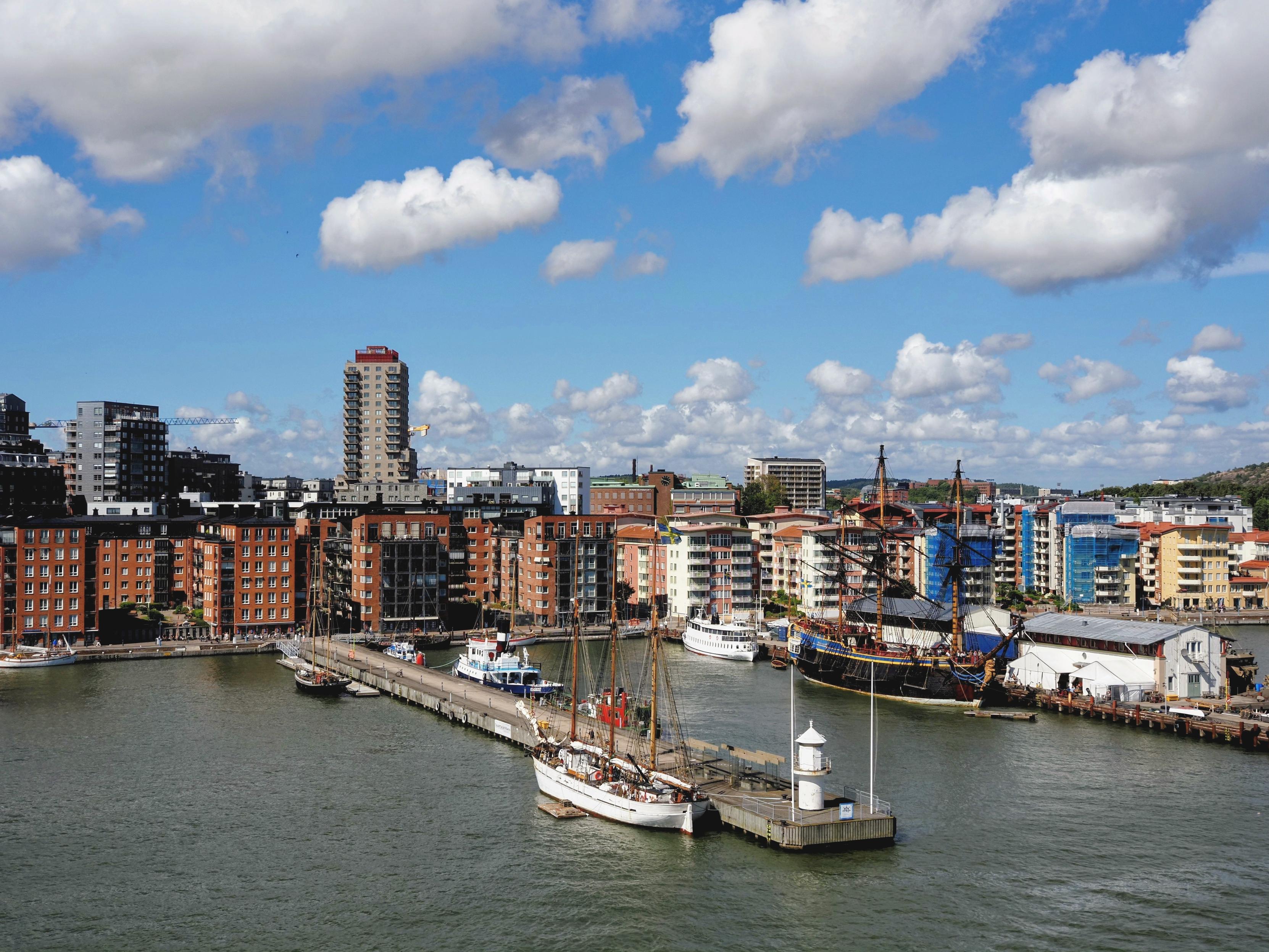 Modern residental buildings at the port