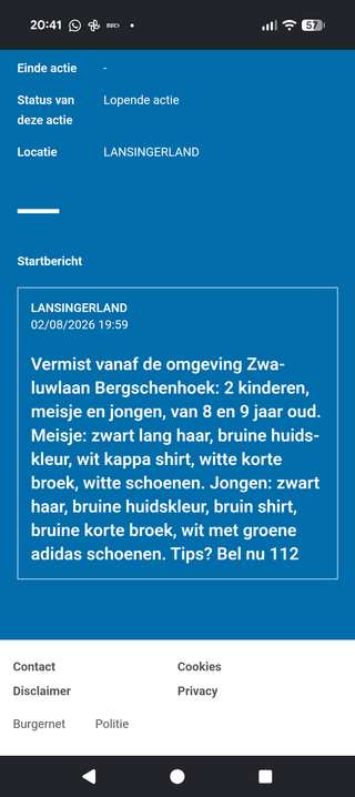 Burgernet actie Lansingerland, kinderen vermist