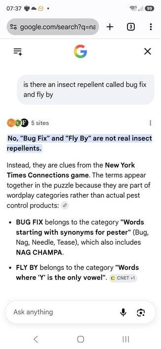 Screenshot of me trying to Google a specific question and getting spoilers instead. 