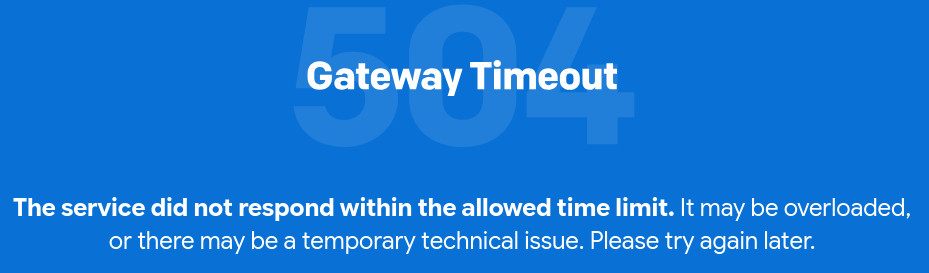 504 error on a blue background